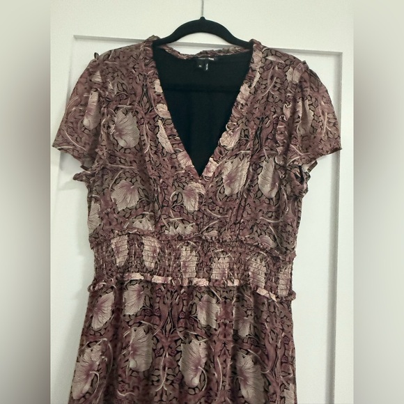 PAIGE x Morris & Co. Holland Dress Pink/Mauve Multi Silk Size M - Picture 7 of 12